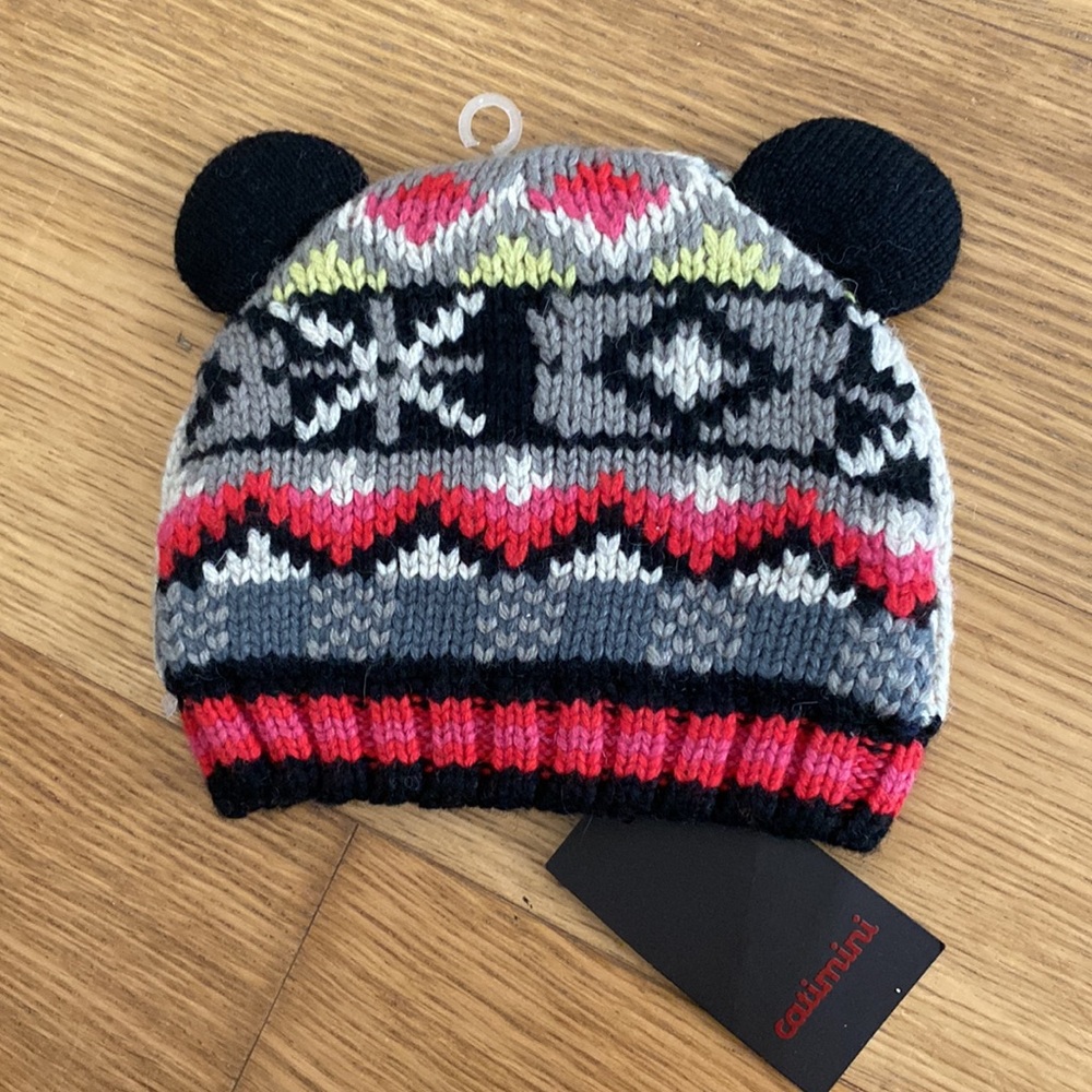 New Catimini baby boy winter wool knit hat with 3D ears size T1